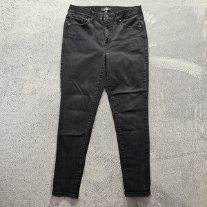 Luluroe Jeans Womens 30 Black Skinny Mid Rise Stretch Waistband Dark Denim
